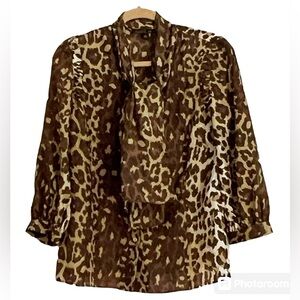 Lafayette 148 Animal print Silk Blouse Size 8